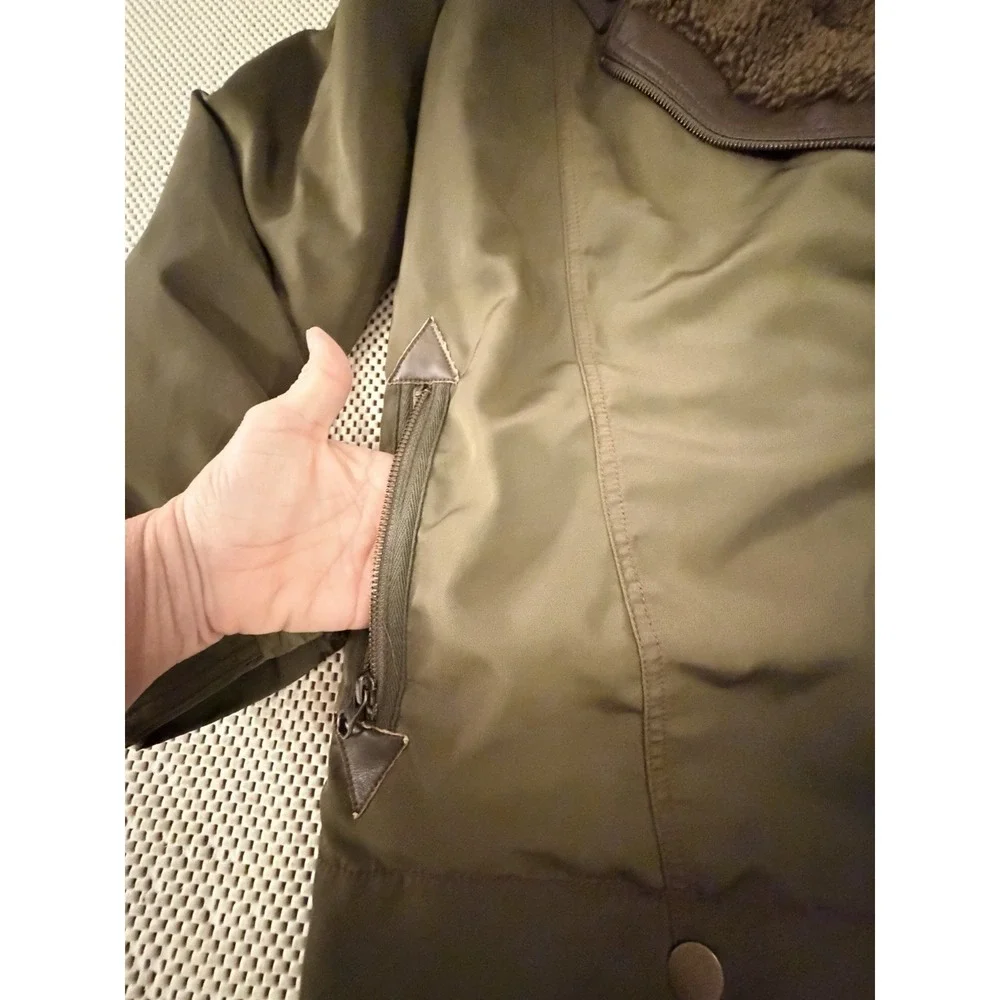 Anthropologie Sherpa Lined Jacket Sz XS‎ Joni Oversized Aviator Olive Moto Parka